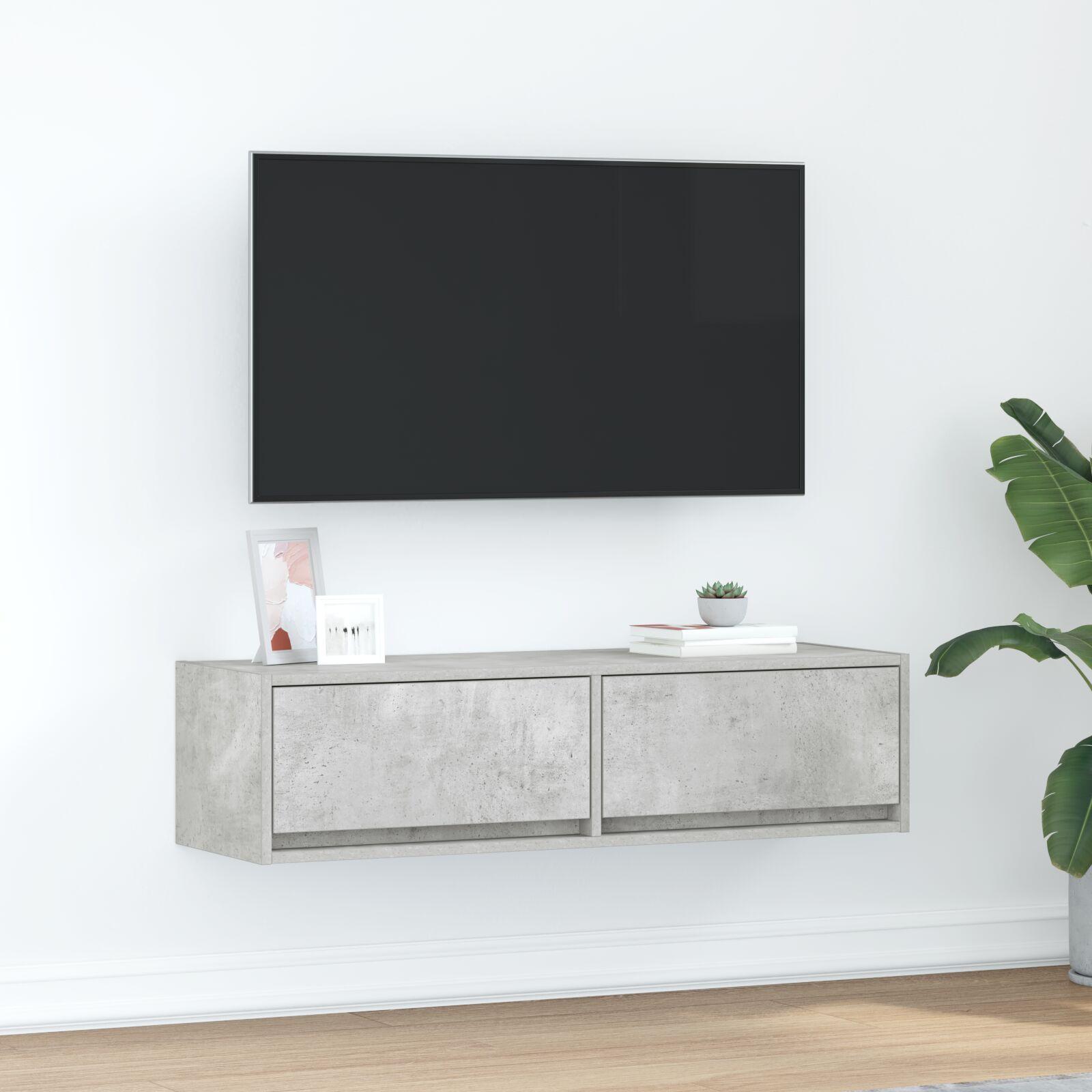 Tv-Skab Med Skuffe Betongrå 100 X 31 X 25,5 Cm Konstrueret Træ