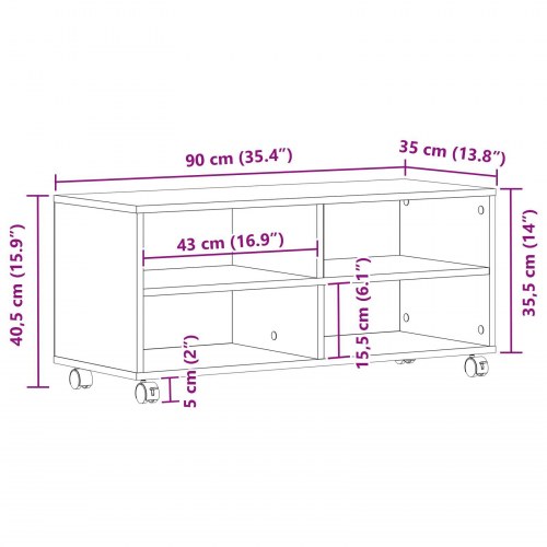 TV Skab Sort 90x35x35 cm Konstrueret træ