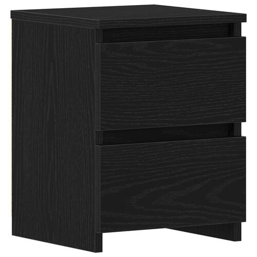 Sengebord med skuffer Sort Eg 30x30x40 cm