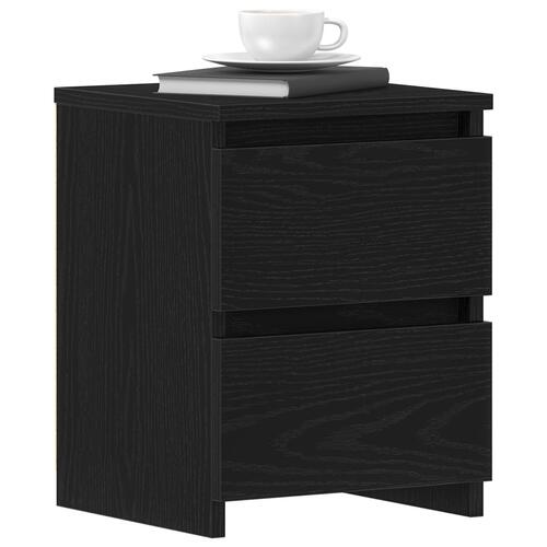 Sengebord med skuffer Sort Eg 30x30x40 cm