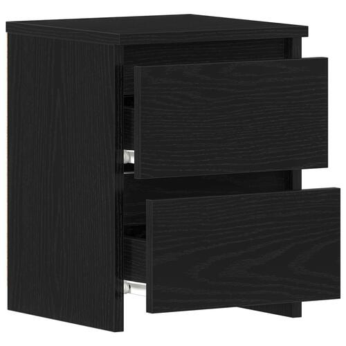 Sengebord med skuffer Sort Eg 30x30x40 cm