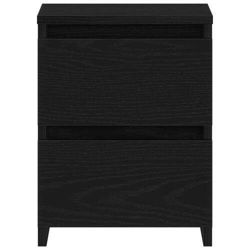 Sengebord med skuffer Sort Eg 30x30x40 cm