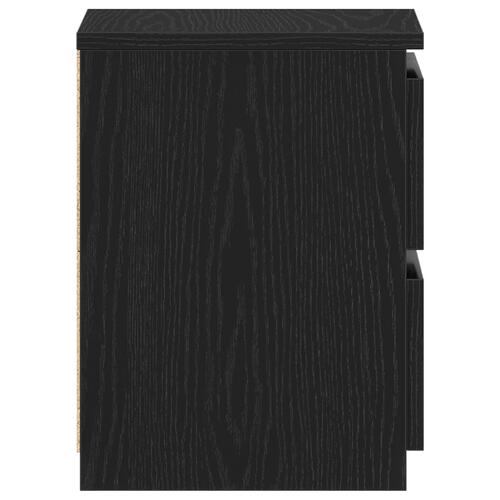 Sengebord med skuffer Sort Eg 30x30x40 cm