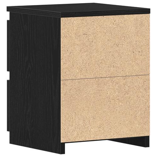 Sengebord med skuffer Sort Eg 30x30x40 cm
