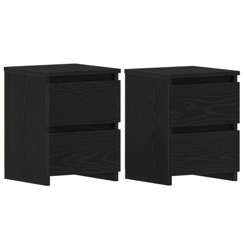 Natborde med skuffer 2 stk Sort Eg 30x30x40 cm