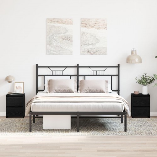 Natborde med skuffer 2 stk Sort Eg 30x30x40 cm