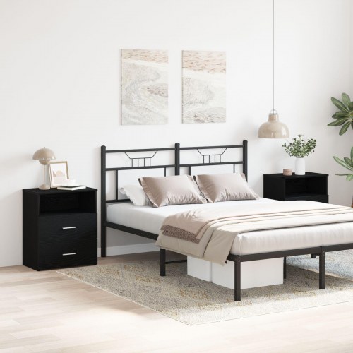 Sengeborde 2 stk Sort Eg 50x32x60 cm Lavet i Træ