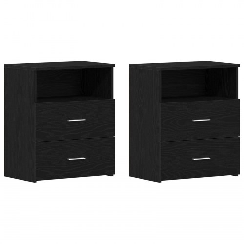 Sengeborde 2 stk Sort Eg 50x32x60 cm Lavet i Træ