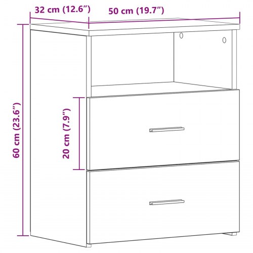 Sengeborde 2 stk Sort Eg 50x32x60 cm Lavet i Træ