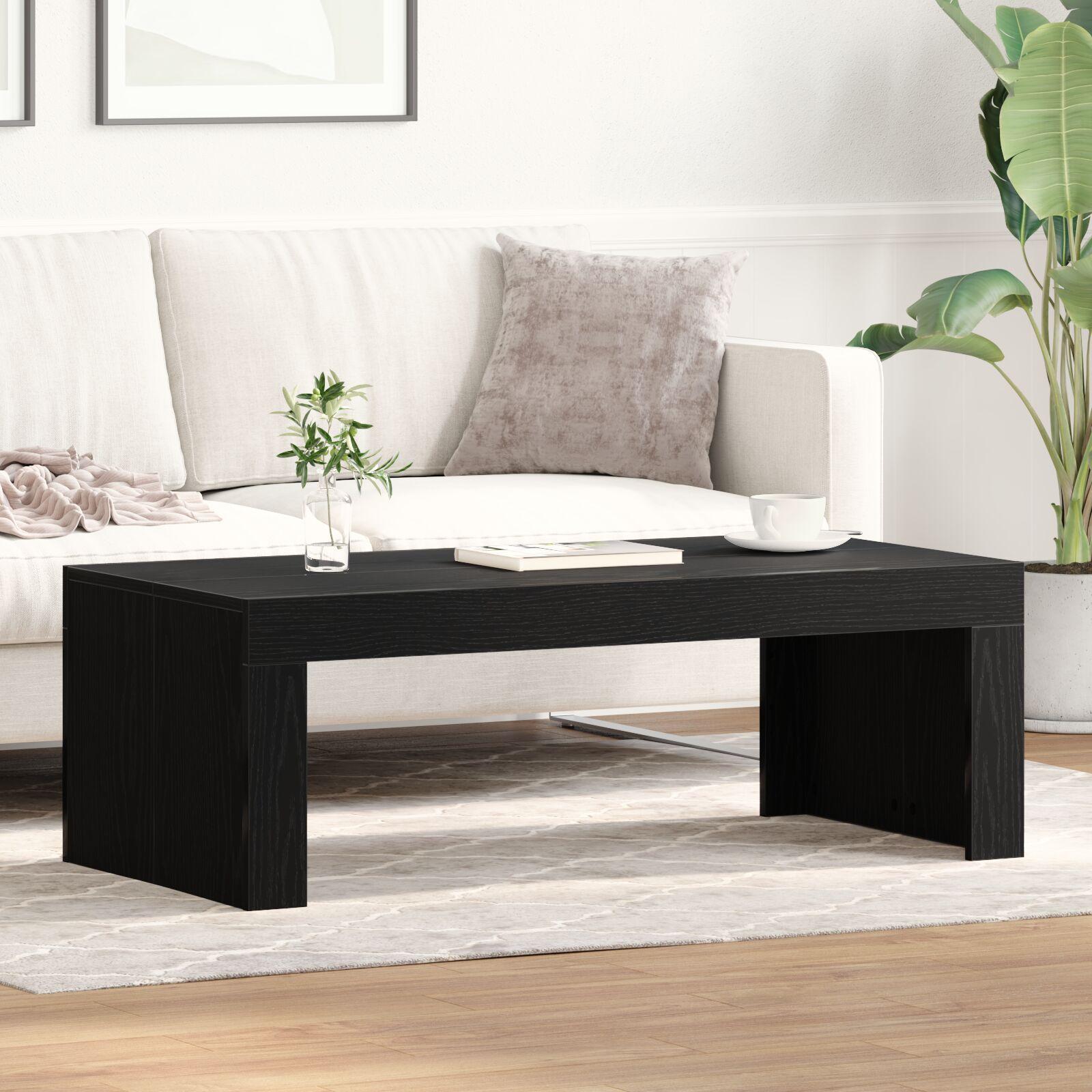 Sofabord Sort Egetræ 102x50x35 cm Konstrueret Træ
