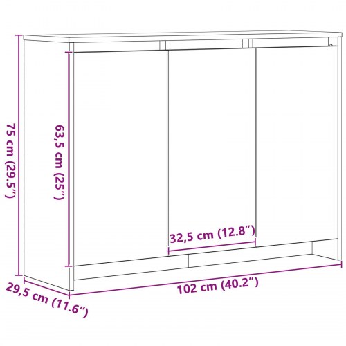 Skab i Sort Eg 102x33x75 cm i konstrueret træ