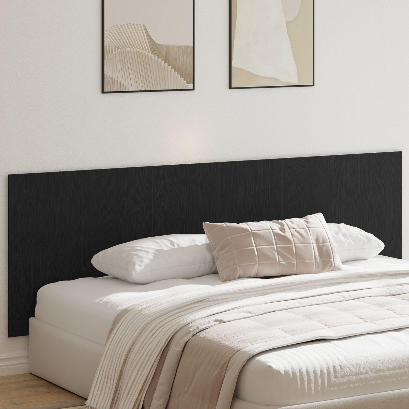 Sengegavl i sort eg - væghængt, konstrueret træ, 240 × 1,5 × 80 cm