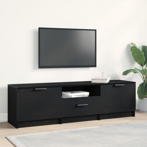 TV-bord - Sort Eg - 140x35x40 cm - Fremstillet af konstrueret træ