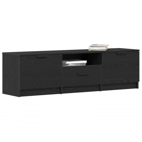 TV-bord - Sort Eg - 140x35x40 cm - Fremstillet af konstrueret træ