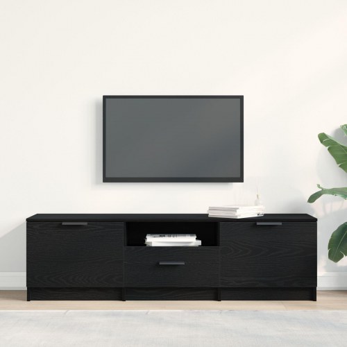 TV-bord - Sort Eg - 140x35x40 cm - Fremstillet af konstrueret træ