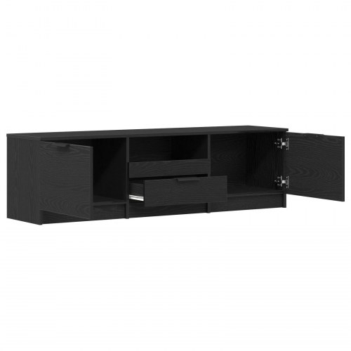 TV-bord - Sort Eg - 140x35x40 cm - Fremstillet af konstrueret træ