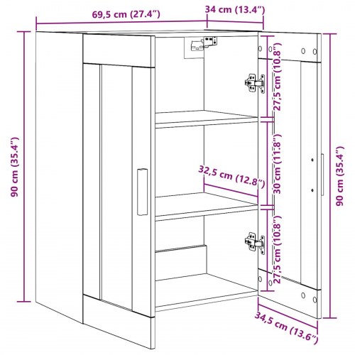 Sort Eg Vægskab - 69,5x34x90 cm