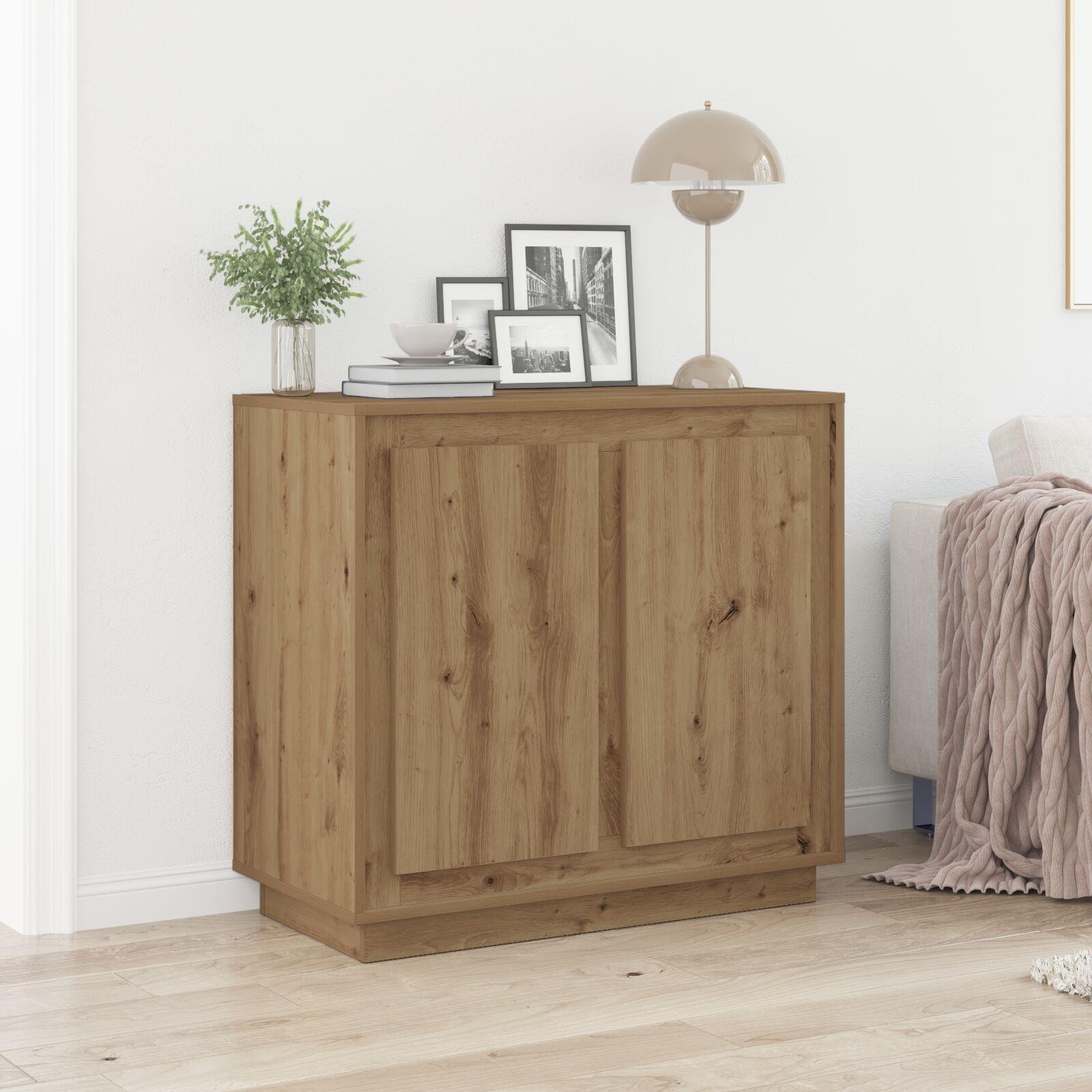 Sideboard i artisan egetrælook 80 × 40 × 75 cm - konstrueret træ, 2 døre