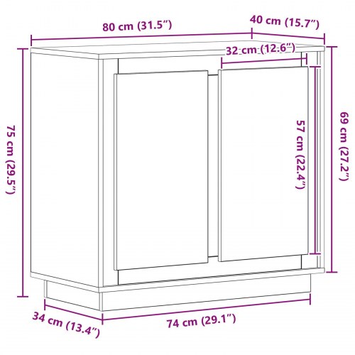 Sideboard Artisan Eg 80x34x75 cm Ingeniørt træ