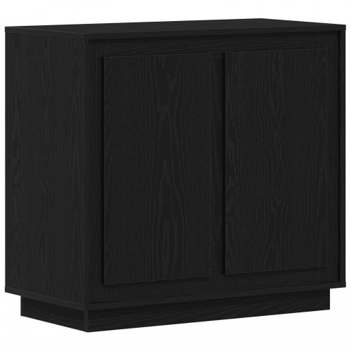 Sideboard Sort Egetræ 80x34x75 cm Konstrueret Træ