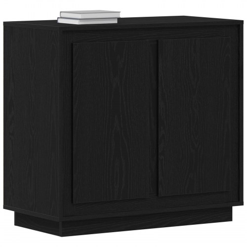 Sideboard Sort Egetræ 80x34x75 cm Konstrueret Træ