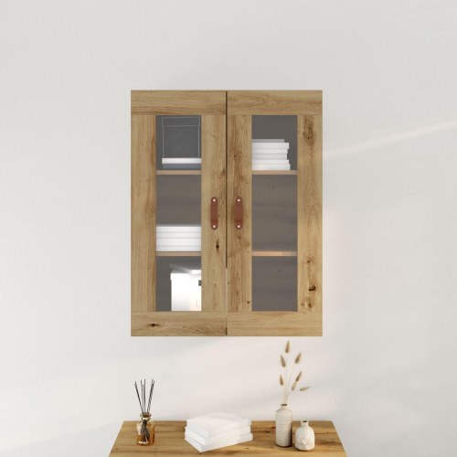 Vægmonteret Skab med Glasdøre Artisan Eg 69,5x34x90 cm