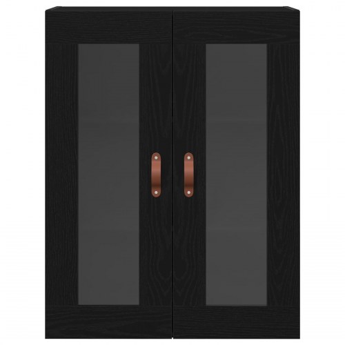 Væghængt Skab med Glasdøre Sort Eg 69,5x34x90 cm