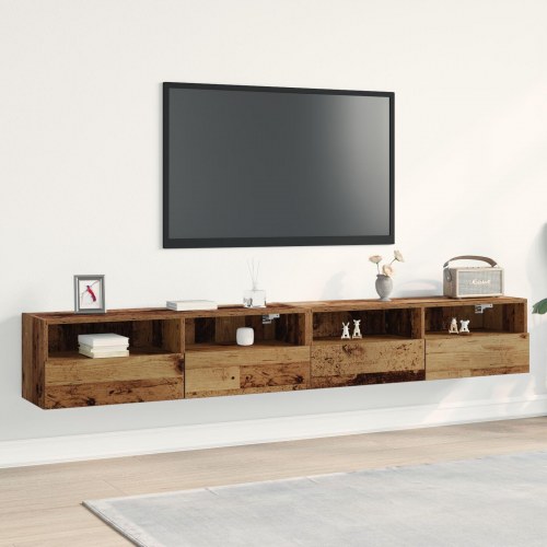 TV vægskabe 2 stk Gamle træ 100x30x30 cm Konstrueret træ