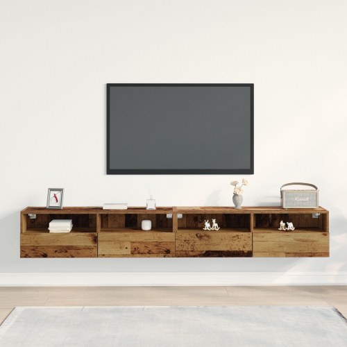 TV vægskabe 2 stk Gamle træ 100x30x30 cm Konstrueret træ