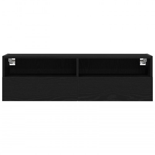 TV Vægskabe 2 stk Sort Eg 100x30x30 cm Konstrueret Træ