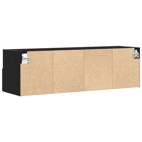 TV Vægskabe 2 stk Sort Eg 100x30x30 cm Konstrueret Træ