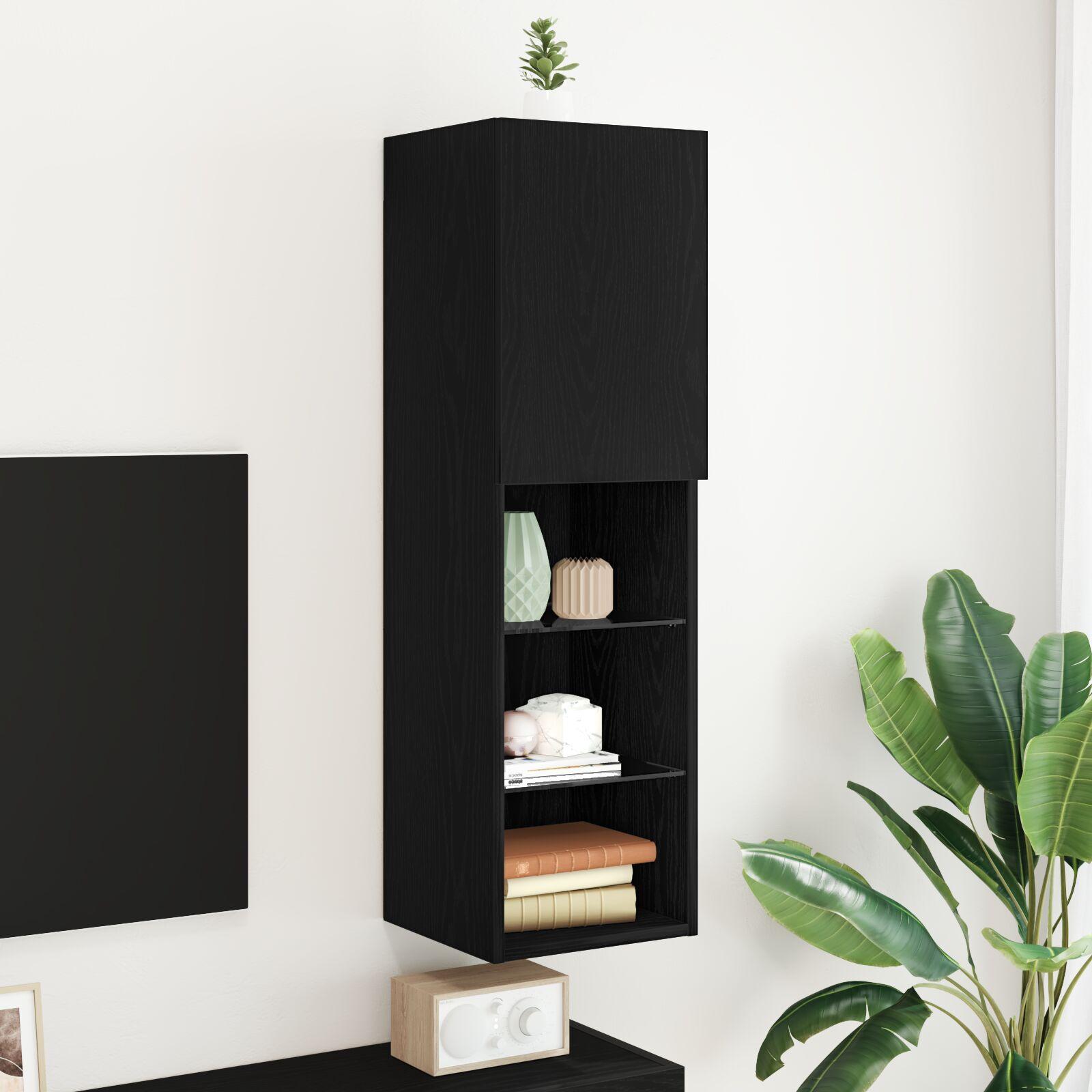 TV-skab Sort 30,5 x 30 x 102 cm Konstrueret træ