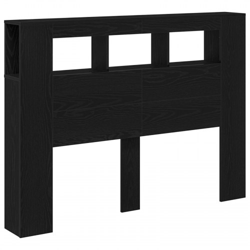 LED Hovedgærde Sort Eg 140x18,5x40 cm Konstrueret Træ