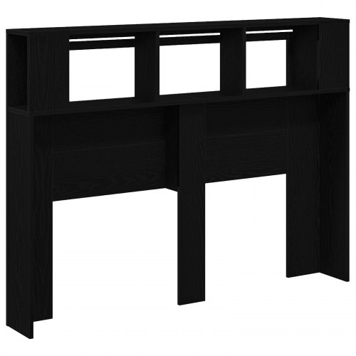 LED Hovedgærde Sort Eg 140x18,5x40 cm Konstrueret Træ