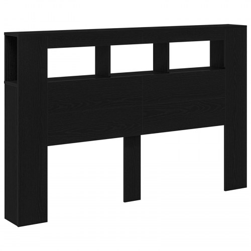 LED Hovedgærde Sort Eg 160x18,5x45 cm Konstrueret Træ
