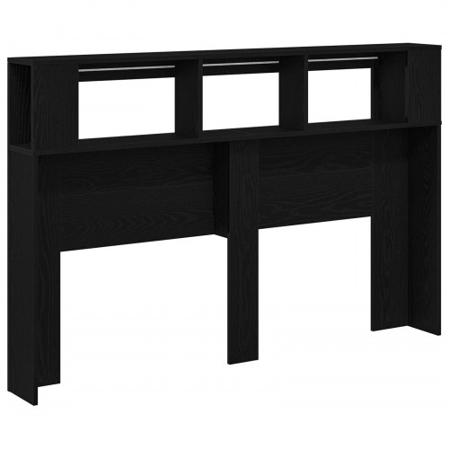LED Hovedgærde Sort Eg 160x18,5x45 cm Konstrueret Træ