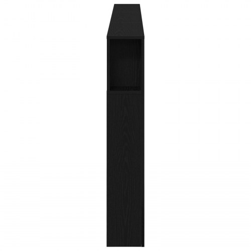 LED Hovedgærde Sort Eg 160x18,5x45 cm Konstrueret Træ