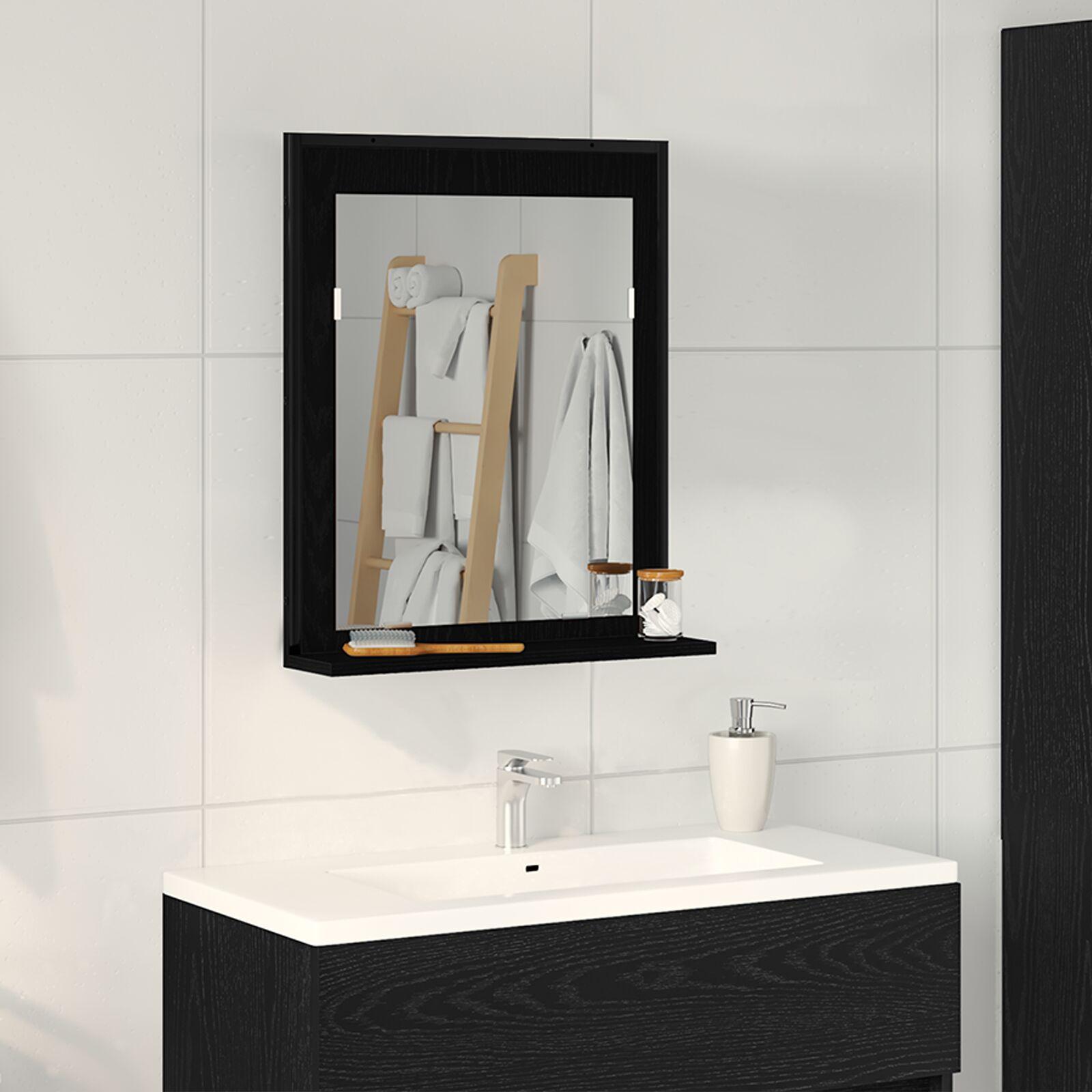 Badeværelsesspejl Sort eg 50 x 12 x 60 cm Konstrueret træ