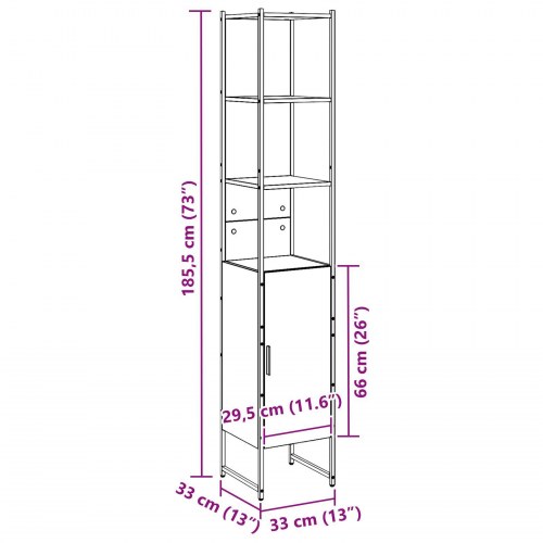 Badeværelsesskab Artisan Eg 33x33x185,5 cm Konstrueret træ