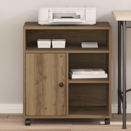 vidaXL Printerstand Zwart Eiken 43 x 48 x 64 cm Bewerkt hout