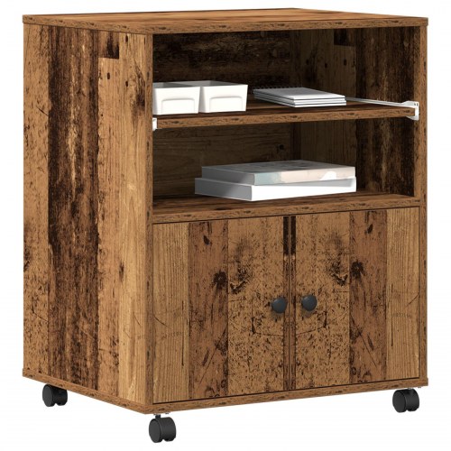 Printer Stand med Hjul Gamle Træ 60x48x74 cm