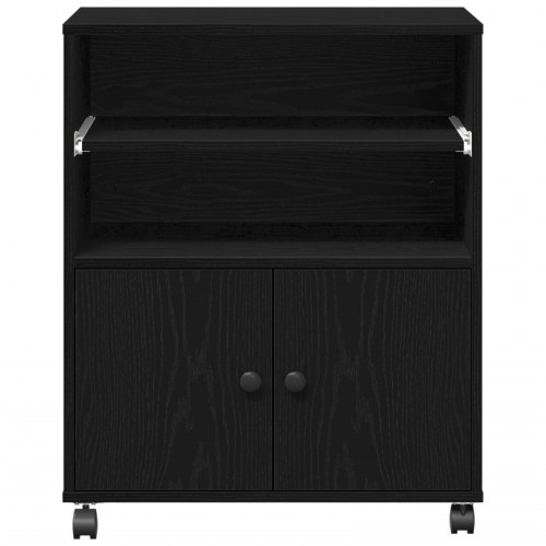 Printerstand med hjul Sort Eg 60x48x74 cm