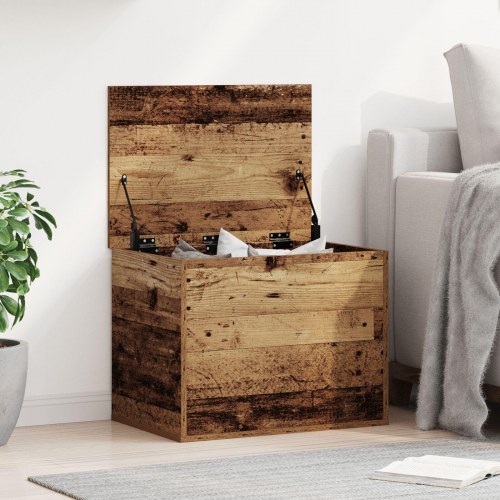 Opbevaringskiste med låg Gammelt træ 60x42x46 cm Ingeniørtræ
