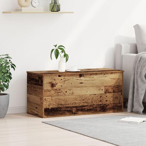 Opbevaringsboks med låg Gamle træ 100x42x46 cm Ingeniørtræ