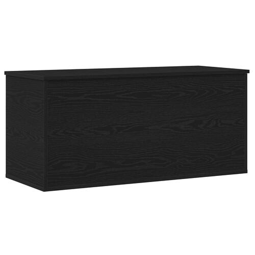 Opbevaringskasse med Låg Sort Eg 100x42x46 cm Konstrueret Træ