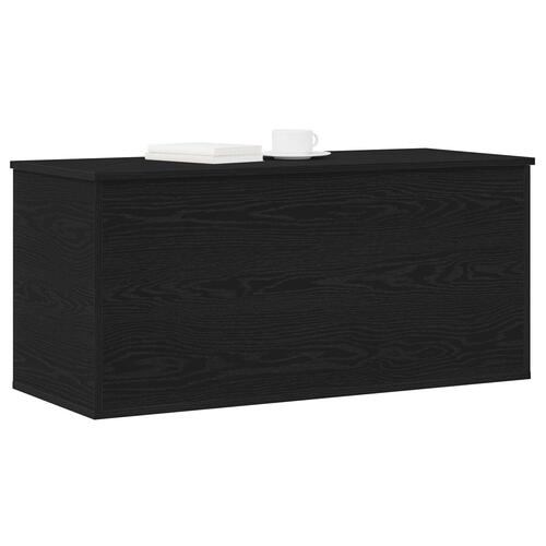 Opbevaringskasse med Låg Sort Eg 100x42x46 cm Konstrueret Træ