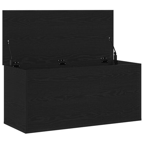 Opbevaringskasse med Låg Sort Eg 100x42x46 cm Konstrueret Træ