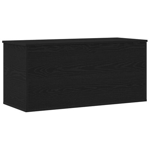 Opbevaringskasse med Låg Sort Eg 100x42x46 cm Konstrueret Træ