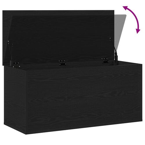 Opbevaringskasse med Låg Sort Eg 100x42x46 cm Konstrueret Træ