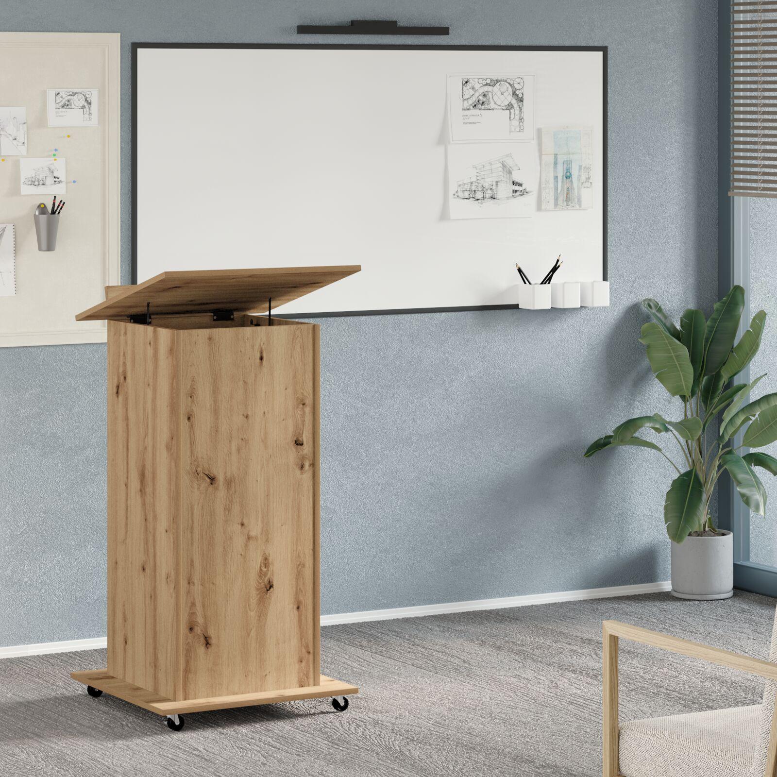 Podium med skuffe artisan eg 55 x 55 x 107 cm Konstrueret træ